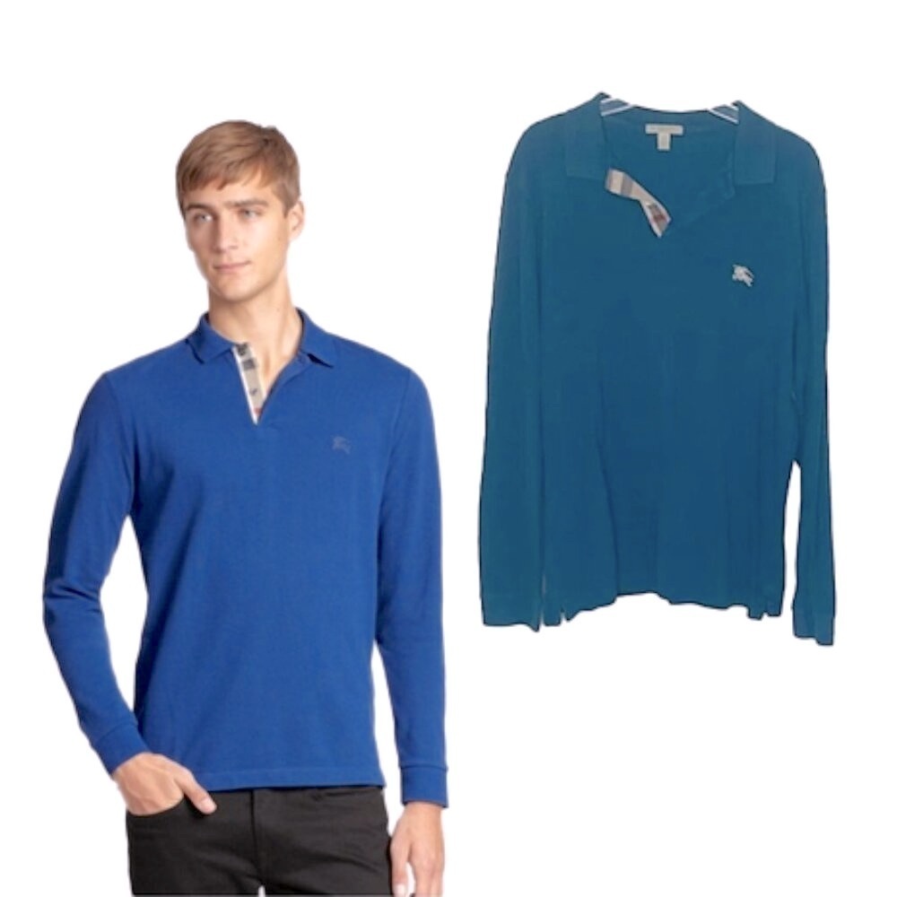 BURBERRY BRIT Men’s turquoise Long Sleeve Polo Size XXL